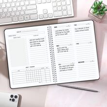 Trees Weekly Planner Notebook Undated To Do List Plan Agenda Organize Life And Work Track Habit Journal Back To School - Black - View 4