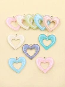 SWEET BELL 10入組最新到貨abs樹脂多色中空心形diy珠寶吊墜,適用於服裝和項鍊配件