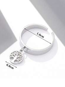 1 Pc Girls Retro Life Tree Decor Rings For Kids Fashion Street Jewelry For Friend Birthday Gift For Daily Life - Silver - View 2