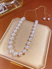 1pc Fashionable Versatile Pearl Detail Minimalist High-End Necklace - Multicolor - View 1
