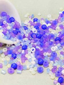 10g混合黑白玻璃種子珠,間隔珠,適用於diy手鍊,項鍊,戒指