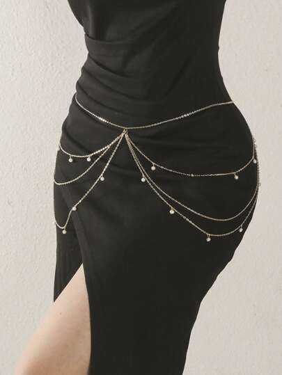 Dellgoo 1 Pc Simple, Fashionable, Sweet And Cute Metal Multi-Layer Tassel Women's Waist Chain