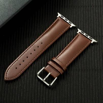 1pc Small Cattle Leather Genuine Leather Strap Simple Fashion Style Compatible With 38/40/41/42/44/45/49mm Apple Watch Ultra/se/8/7/6/5/4/3/2/1