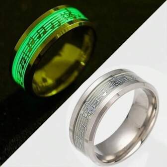 Titanium Steel Luminous Piano Music Luminous Ring Jewelry