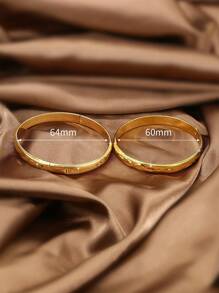 1/3/6 件手工雕刻 24K 镀金传统手镯，适合女性日常佩戴和送礼，无盒 - 金黃色 - 查看 5