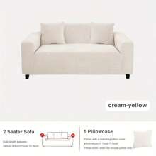 Mustard Yellow Elastic Sofa Cover, Full Covered - Mustard Yellow - View 3