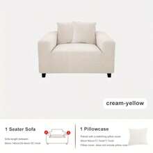 Mustard Yellow Elastic Sofa Cover, Full Covered - Mustard Yellow - View 2