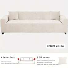 Mustard Yellow Elastic Sofa Cover, Full Covered - Mustard Yellow - View 5