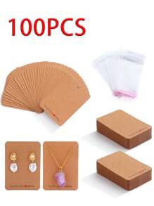 100入組項鍊和耳環牛皮紙卡,附50套珠寶銷售包裝袋 - 彩色 - 查看 1
