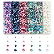 1890顆圓形仿珍珠珠子,附帶儲物盒,帶孔鬆散間隔珠子,適用於製作珠寶、手鍊、項鍊、耳環、diy工藝、派對禮物