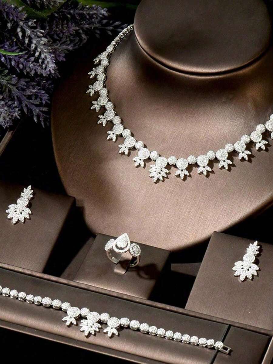 1 Bộ trang sức vòng cổ hoa thời trang sang trọng dành cho phụ nữ tiệc cưới Dubai Bộ trang sức cô dâu Valentine, Mẹ, Mẹ, Ngày của Mẹ, Quà tặng