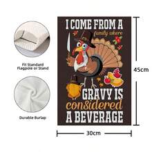 1pc Garden Flag For Thanksgiving Decorations With Turkey Print, Double-sided Design - Multicolor - View 4