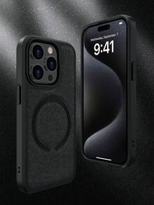 Habyby Textured Magnetic PU leather Phone Case   Compatible With iPhone15/15Plus/15Pro/15Pro Max - Black - View 2