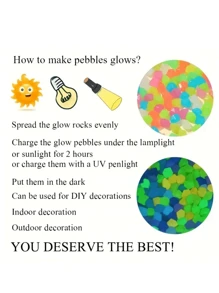 500顆/袋發光石頭,潛水石,家庭花園裝飾露台庭院路徑裝飾,水族箱發光石