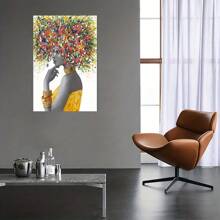 1pc, Wall Art Black Art Paintings For Wall Graffiti Canvas Wall Art For Living Room Bedroom Office Decor Colorful Black African Woman Canvas Wall Art Artwork Home Decor For Bedroom Living Room Bathroom No Framed,Poster Gifts Birthday Graduation - Multicolor - View 4