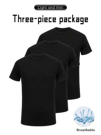 3 件套男士网眼薄款健身运动服套装，时尚休闲健身房跑步 T 恤