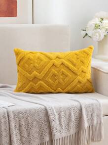 1pc Plush Geometric Design Pillow Case (Pillow Core Not Included), Bohemian Style Decorative Cushion Cover For Living Room, Bedroom, All Seasons