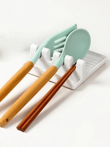 Multifunctional Kitchen Pan Lid & Spatula Holder - White - View 3