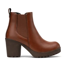 Women's 999 Fashion Platform Chunky Low Heel Chelsea Boots Ankle Booties - Rỉ Nâu - Xem 3