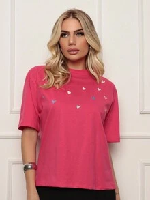 Women T-Shirts - 玫紅色 - 查看 3