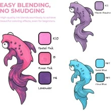 Ohuhu Art Markers Set, Dual Tip, Brush & Chisel, Sketch Marker, Brush Markers, Comes with1 Blender for Sketching, Adult Coloring, and Illustration (24-basic-color) - 彩色 - 查看 3