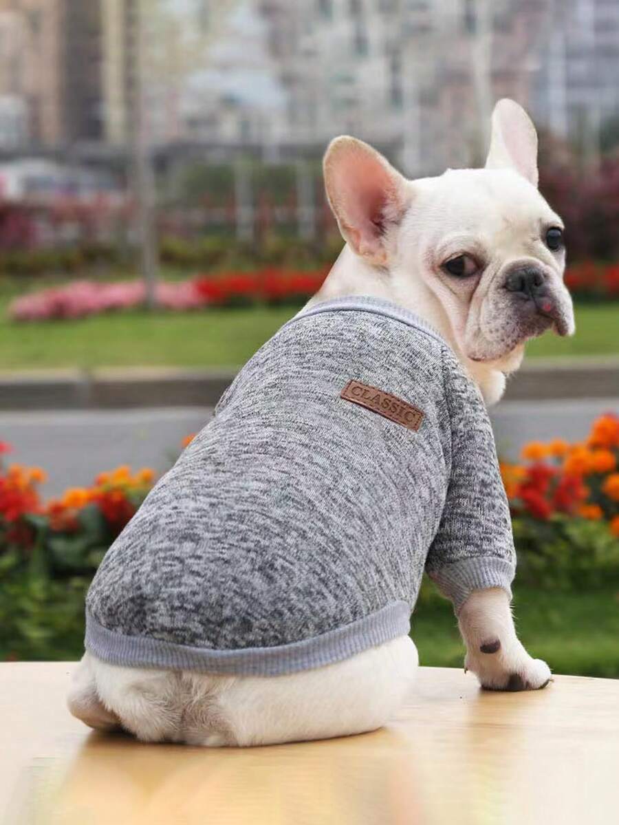 寵物秋冬新款法國鬥牛犬米格魯狗狗貓連帽衫中小型犬 - 灰色 - 查看 1