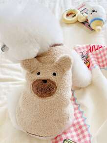 1件寵物冬季服飾,熊款式,舒適毛絨布料,適用於貓狗 - 棕色 - 查看 3