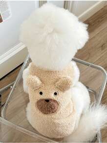 1件寵物冬季服飾,熊款式,舒適毛絨布料,適用於貓狗 - 棕色 - 查看 1