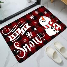 1 Piece Of Christmas Snowman And Snowflake Design Laundry Room Bathroom Mat. Cartoon Machine Washable Water-absorbent And Quick-drying Bathroom Carpet. Anti-slip Floor Mat In Washing Machine Room. Suitable For Use In Front Of Bathtub, Shower Room, Washing Machine And Sink. Multiple Styles Available. - Multicolor - View 4