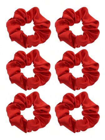 1/6 piezas Scrunchies de pelo de satén de seda, lazos de pelo suaves, bandas de pelo de moda, cuerdas elásticas para el pelo, sujetadores de cola de caballo, accesorios de pelo para mujeres y niñas (Rojo), Casual, Lazos de pelo para entrenamiento, Maquillaje, Hogar, Accesorios femeninos de fitness