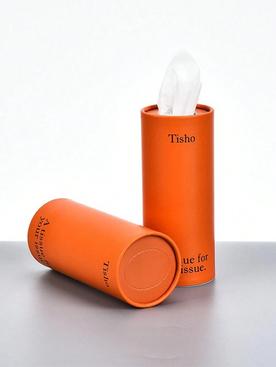 1/2/5/10pcs 16cm Solid-Color Cylindrical Tissue Paper Holder Boxes, Creative Home Paper Towel Dispenser For Bathroom, Kitchen, Living Room - Orange - View 1