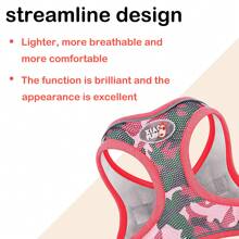 3Pcs/Set Dog Leash, Harness & Poop Bag Holder, Reflective Breathable Camouflage Design - Red Camo