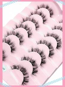 Asiteo 7 Pairs 3D Transparent False Eyelashes With Faux Mink Lashes, Fluffy Curly Cat Eye Lashes, Natural Looking Eyelash Extensions - 黑色 - 查看 4
