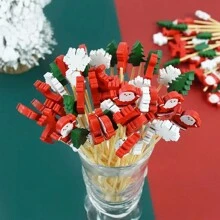 100入組一次性蛋糕裝飾插齒,適用於水果、烘焙蛋糕、聖誕派對