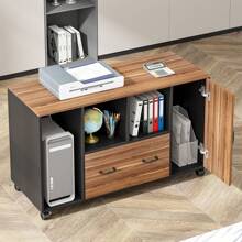 Tribesigns 70.8" Large Executive Desk And 47" File Cabinet, L Shaped Office Desk Business Desk Set, Computer Desk With Mobile Lateral Storage Cabinet - Coklat & Hitam - View 8