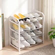 4層大型節省空間多用途置物架地落式組織架,適用於辦公室、客廳、浴室、廚房;容易組裝的梯形鞋架;宿舍鞋櫃;陽台植物架 - 白色 - 查看 1