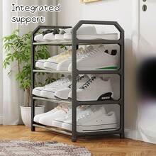 4層大型節省空間多用途置物架地落式組織架,適用於辦公室、客廳、浴室、廚房;容易組裝的梯形鞋架;宿舍鞋櫃;陽台植物架 - 白色 - 查看 7