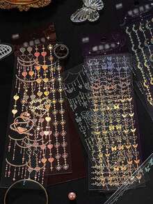 4pcs/set Foil & Laser Shooting Themed Scrapbook Material Stickers/non Random - Silver - View 6