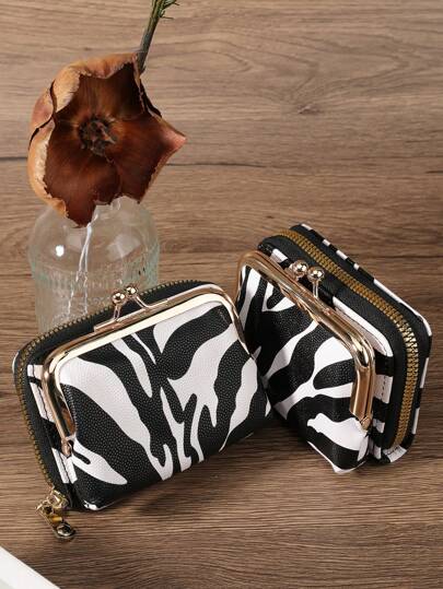 Women Wallets Short PU Leather S Zipper & Hasp Multifunctional Large Capacity Bag Coin Card Holders Lightweight Fashion Modern Business Zippercredit Card Business Casual Teachers' Day Teacher Gifts For Anniversary For Gift For Birthday Gift For Lady For Female White-Collar Workers Present Gifts For Teachers Cow Print For Women Wallet Purse Wallet Small Wallet