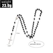 1 Black Elegant Classic Faux Pearl Long Necklace Fashion Cross Pendant Necklace