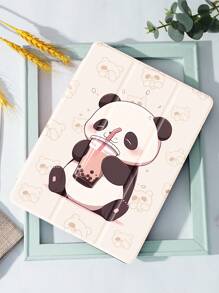 可愛熊貓動物造型外殼，適用於iPad新款iPad Air4/5，10.9英寸，適用於華為Metepad 11/ Tab/5保護套，帶筆套，支援自動睡眠/喚醒功能 - 米色 - 查看 2