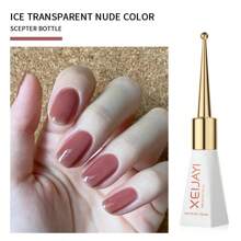 XEIJAYI 1Pc 10Ml Nude Pink Nail Polish, Jelly Pink Gel Nail Polish With Sheer Ice Clear Effect, Soak Off Uv Light Cure Gel Polish For Nail Art Diy At Home Salon Gift For Women