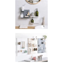 1入組塑料懸掛板組織架,無需鑽孔固定,適用於浴室、廚房、客廳裝飾與頂勾配件