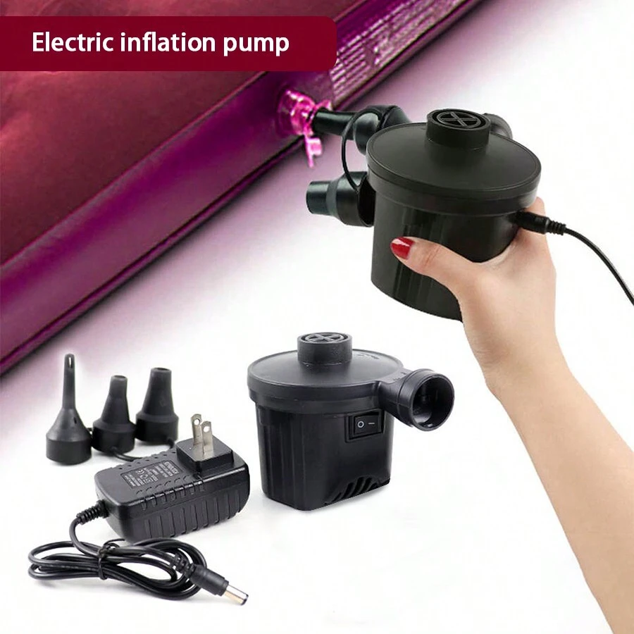 AC Portable QuickFill Electric Air Pump with 3 Nozzles Inflator/Deflator Pumps for Air Mattress
