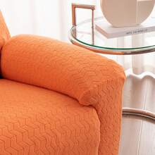 1套/4入組幾何圖案提花絨布單人沙發扶手椅套 - 橘色 - 查看 5