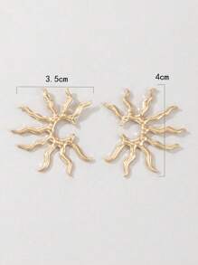 imoli Sun Design Stud Earrings - Yellow Gold - View 8