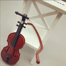 Miniature Violin Model - Perfect Instrument Model Toy For House Decoration, Diy Crafts, Stage Construction And More! - Brown - View 2