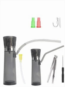 1 套塑膠便攜式迷你水煙壺,附3 色led 燈,適用於汽車,包括吸煙碗、煤網、煤鉗、軟管、煙嘴(顏色隨機),不包括電池,25*8.5*8.5 厘米,適合婚禮、派對、聖誕節和旅行,全年使用。 - 灰色 - 查看 4