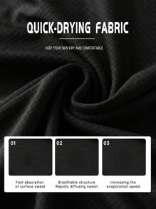 4 件套网眼男士超薄健身运动套装 T 恤，适合跑步和休闲健身服 - 黑色 - 查看 4