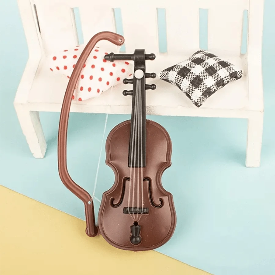 Miniature Violin Model - Perfect Instrument Model Toy For House Decoration, Diy Crafts, Stage Construction And More! - Brown - View 1